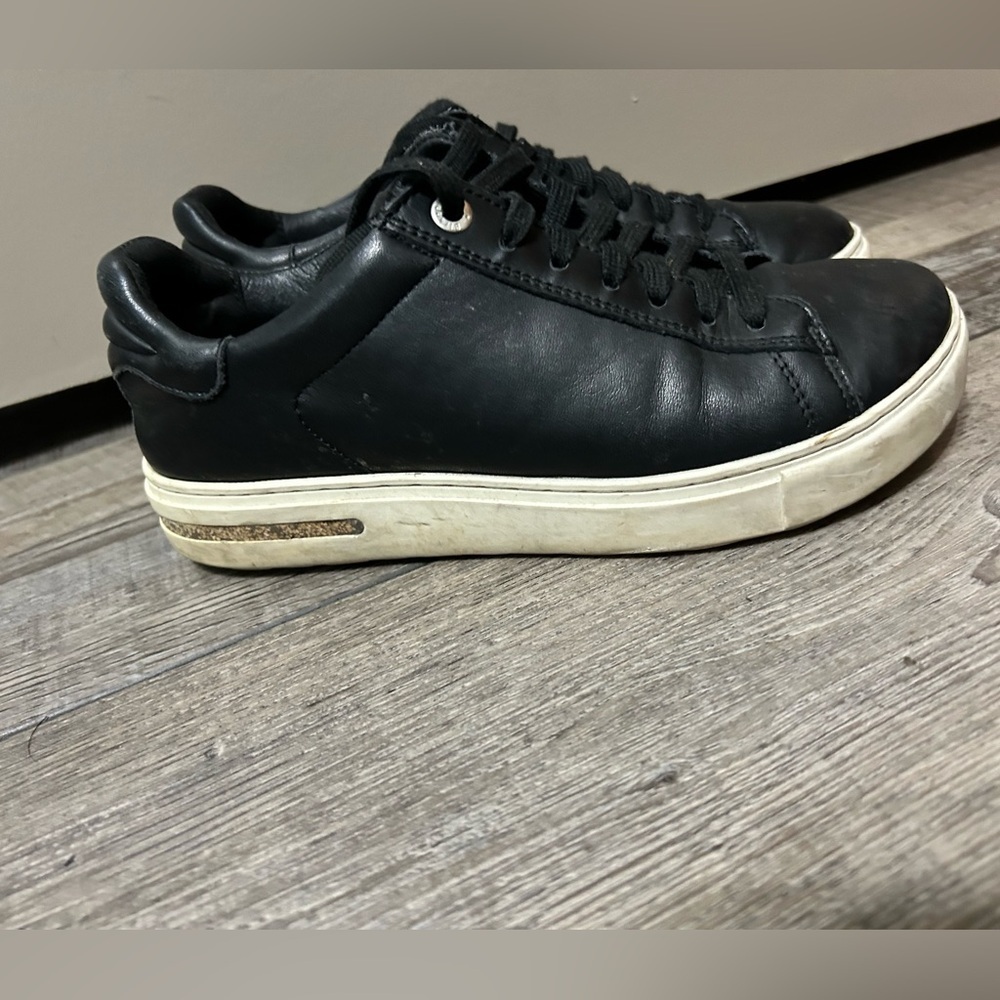 Birkenstock bend low Black Leather Low-Top Sneakers with Off-White Sole cork - Picture 2 of 13